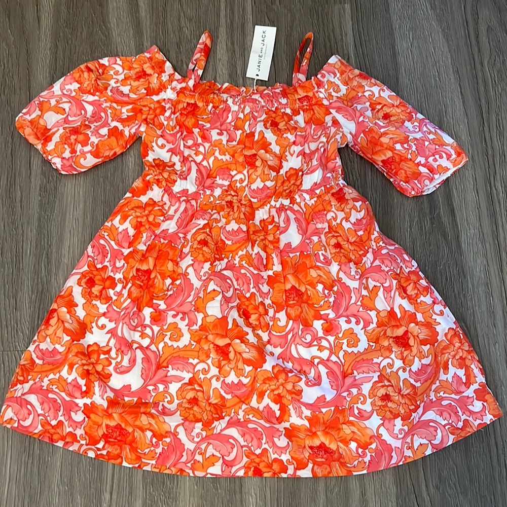Orange and pink floral dress Janie and Jack size 6